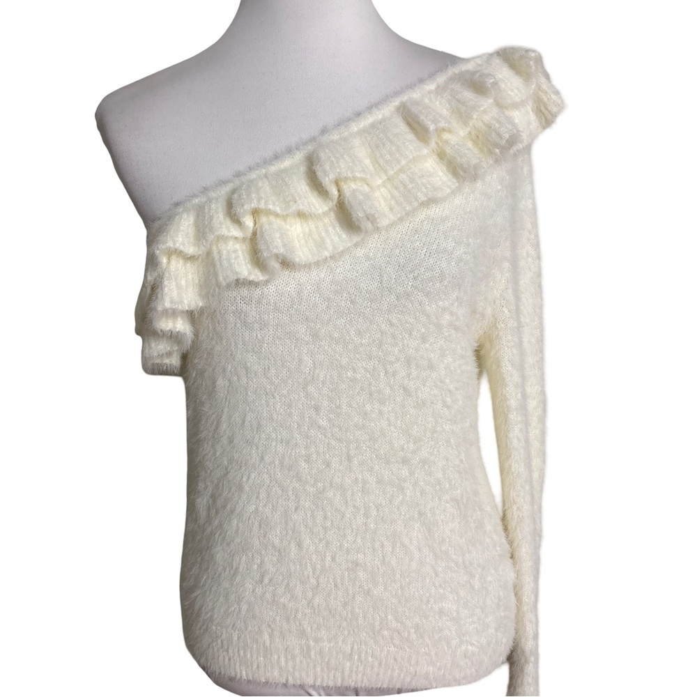 DO+BE Cream Off Shoulder Ruffle Sweater